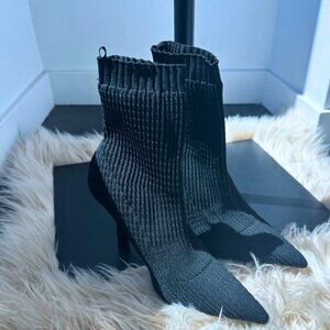 Zara Black Knit Sock Ankle Bootie - Size 37 or 6.5